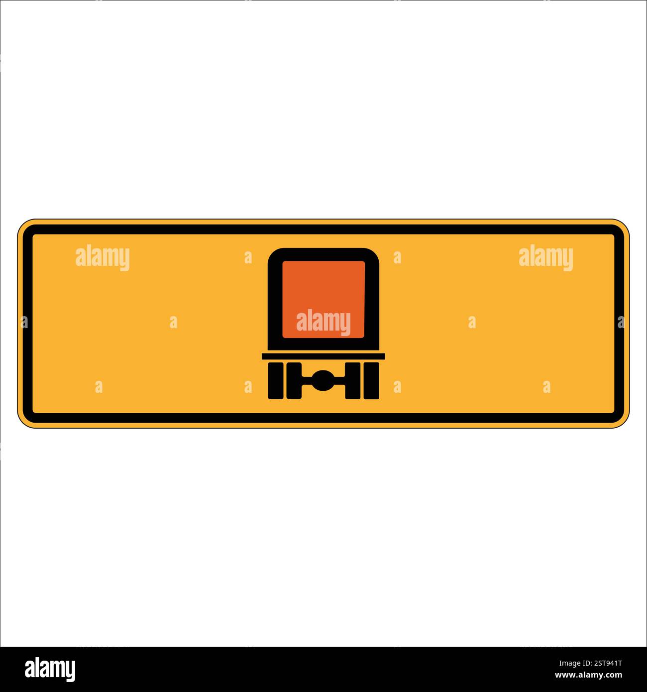Gros plan d'un panneau de signalisation orange vif pour camions et remorques, symbolisant la réglementation du transport routier Illustration de Vecteur
