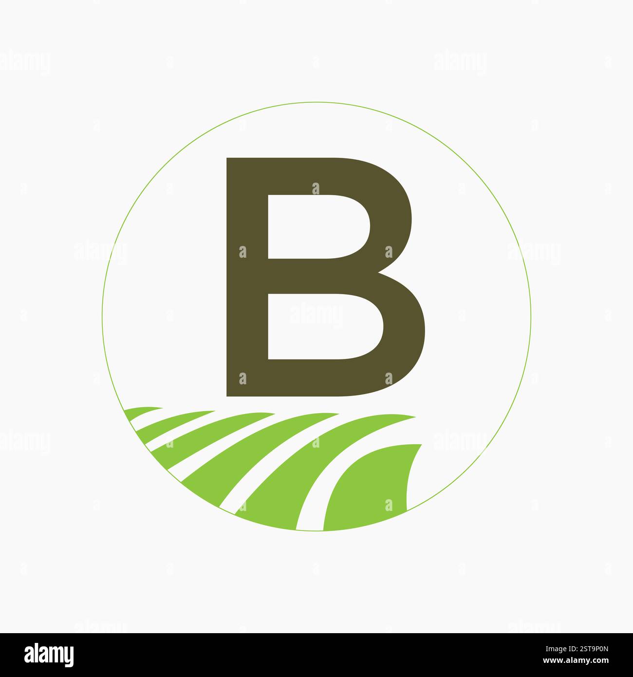 Logo de l'agriculture et de l'agriculture sur la lettre B concept pour boulangerie, pain, gâteau, café, pâtisserie symbole Illustration de Vecteur