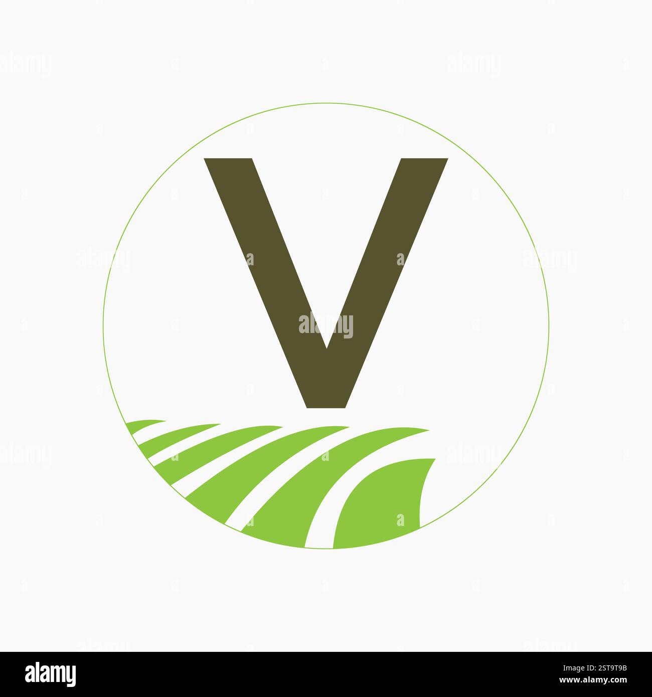 Agriculture et Agriculture logo sur lettre V concept pour boulangerie, pain, gâteau, café, pâtisserie symbole Illustration de Vecteur