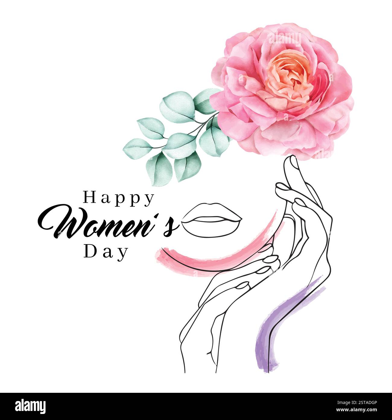 Vecteur de journée internationale des femmes, vecteur de journée des femmes heureuses, vecteur d'aquarelle de journée des femmes Illustration de Vecteur