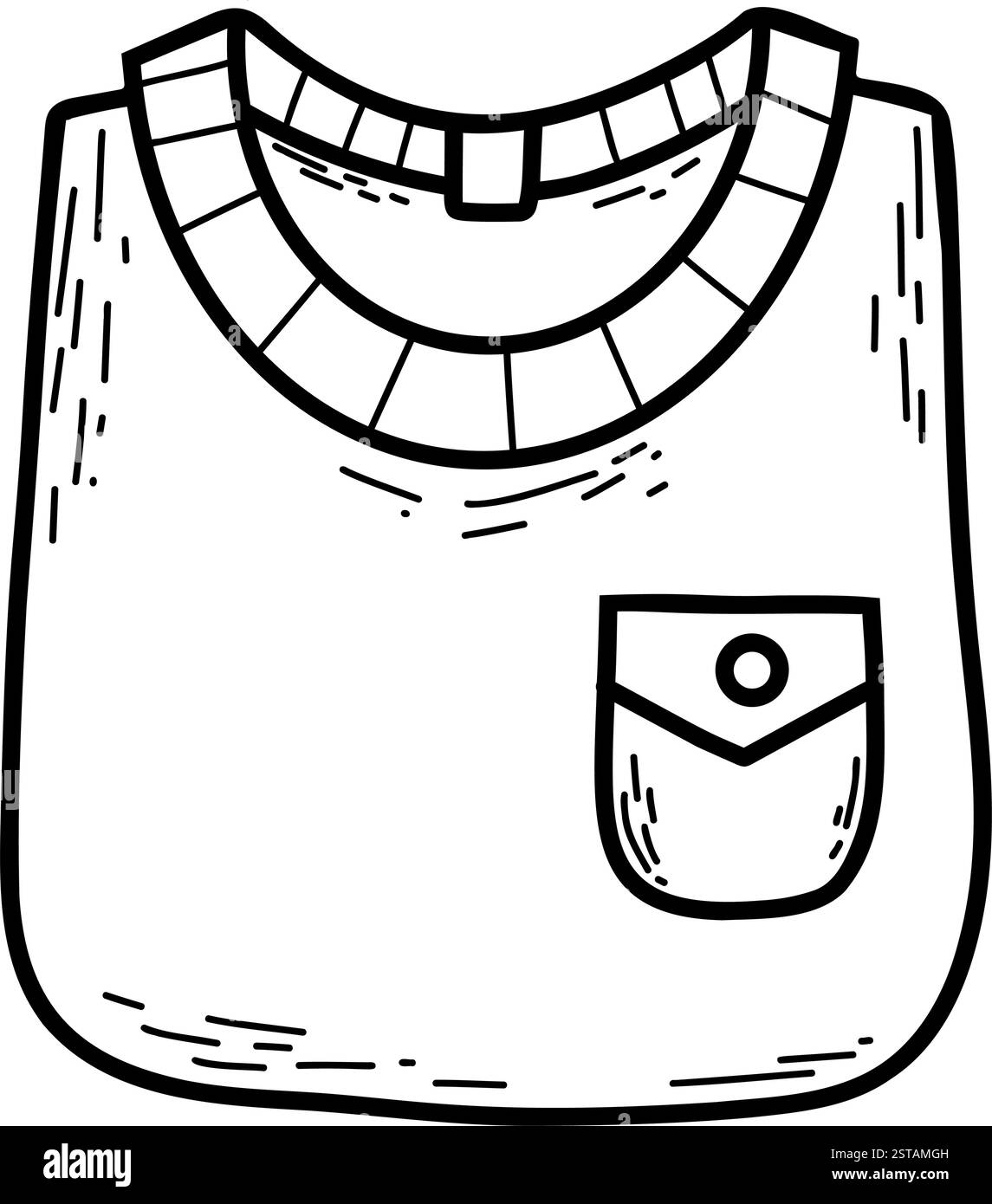 T-shirt retroussé. dessin linéaire à la main de vêtements pliés. Illustration vectorielle Illustration de Vecteur