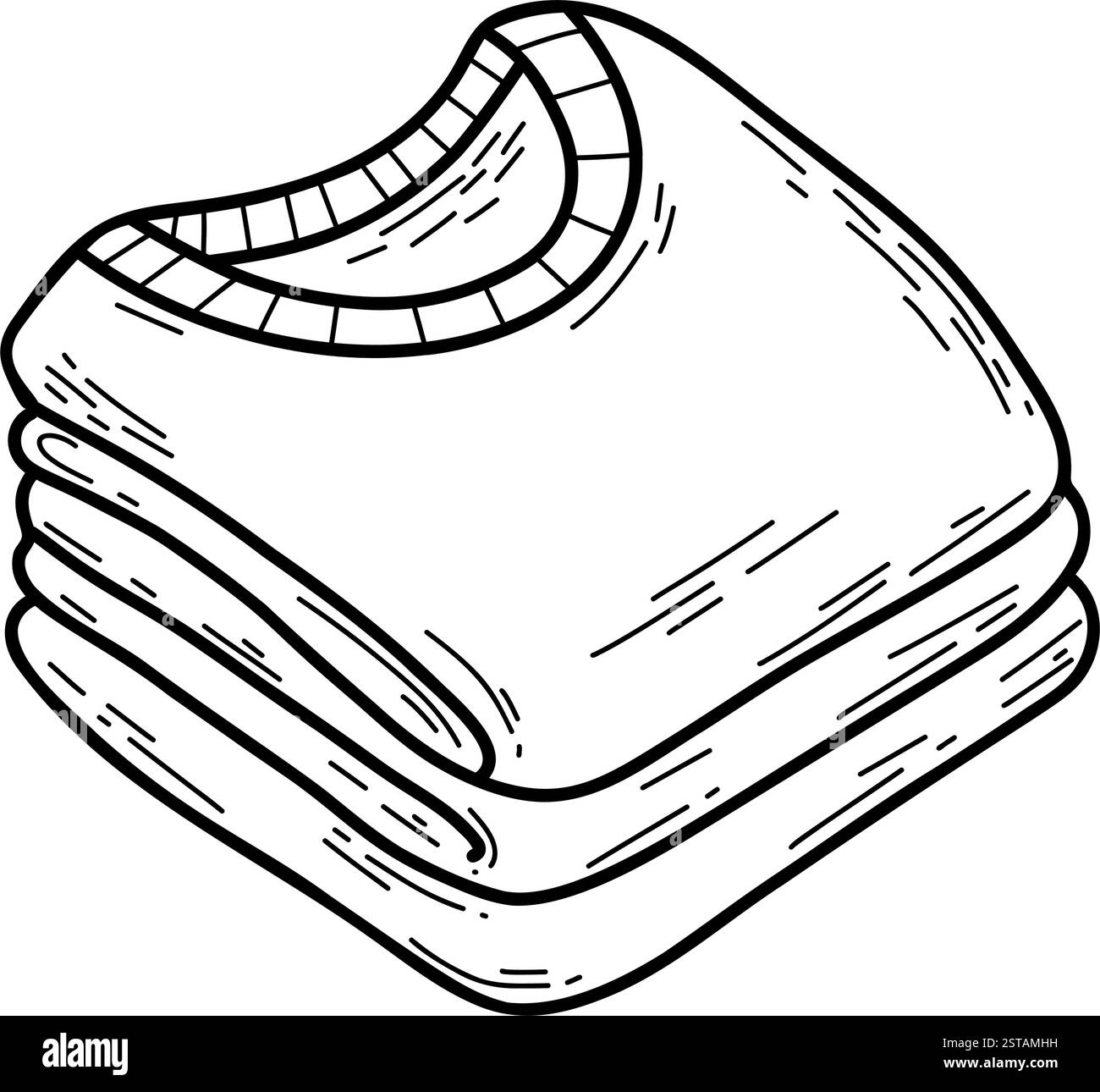 T-shirt retroussé. linéaire dessiné à la main. Dessin de trait de plusieurs vêtements pliés. Illustration vectorielle Illustration de Vecteur