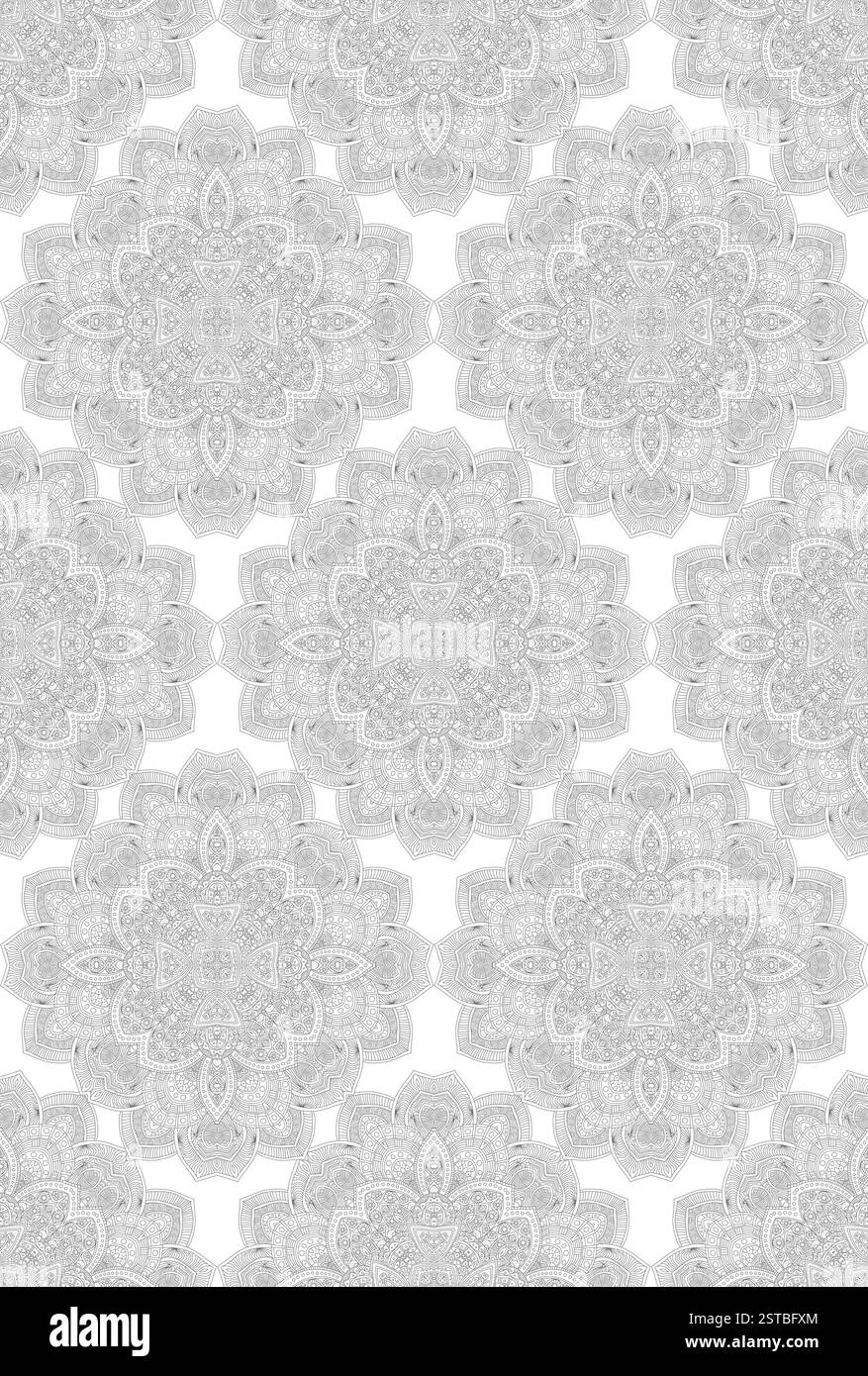 Mandala vecteur indien modèle sans couture. Motif décoratif de fleurs ornementales sur fond blanc. Fleur de mandala florale pour la coloration ou la méditation Illustration de Vecteur