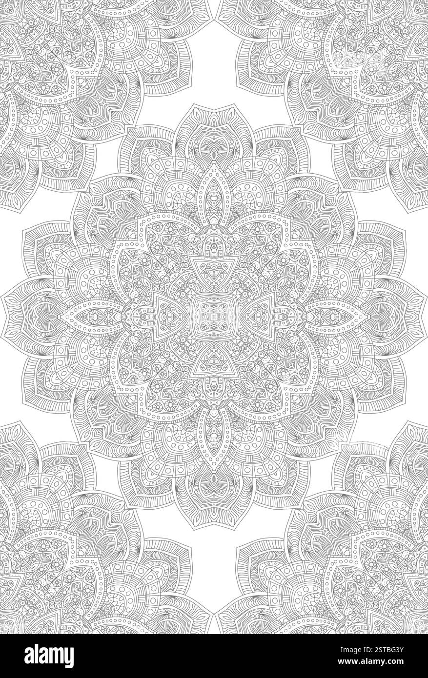 Mandala vecteur indien modèle sans couture. Motif décoratif de fleurs ornementales sur fond blanc. Fleur de mandala florale pour la coloration ou la méditation Illustration de Vecteur