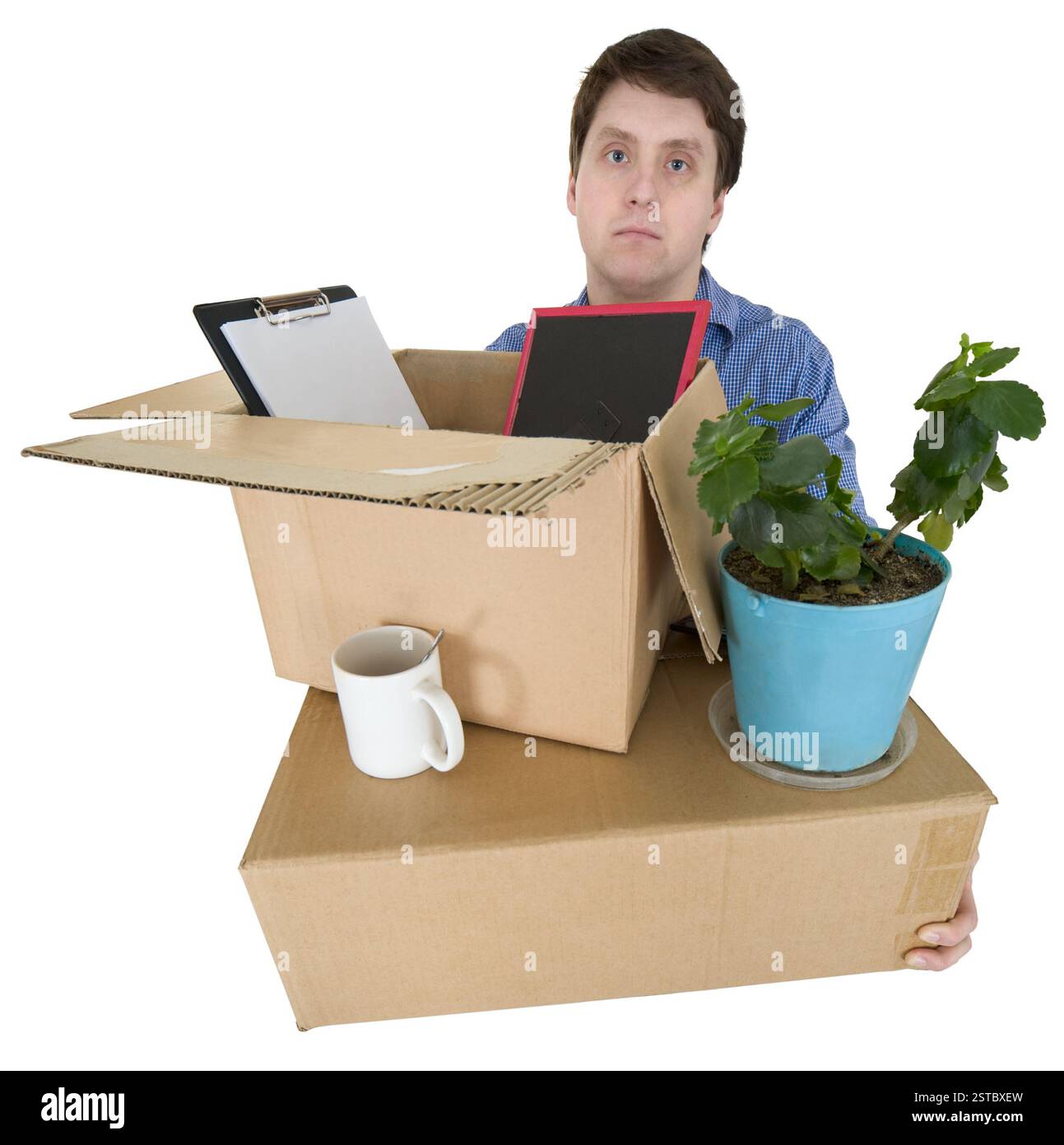 L'homme déménage dans un autre bureau Banque D'Images