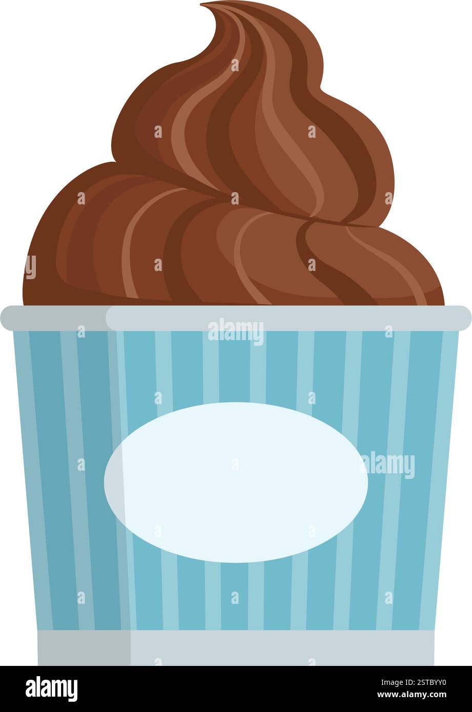Délicieuse crème glacée à saveur de chocolat crémeuse dans une tasse, isolée Illustration de Vecteur