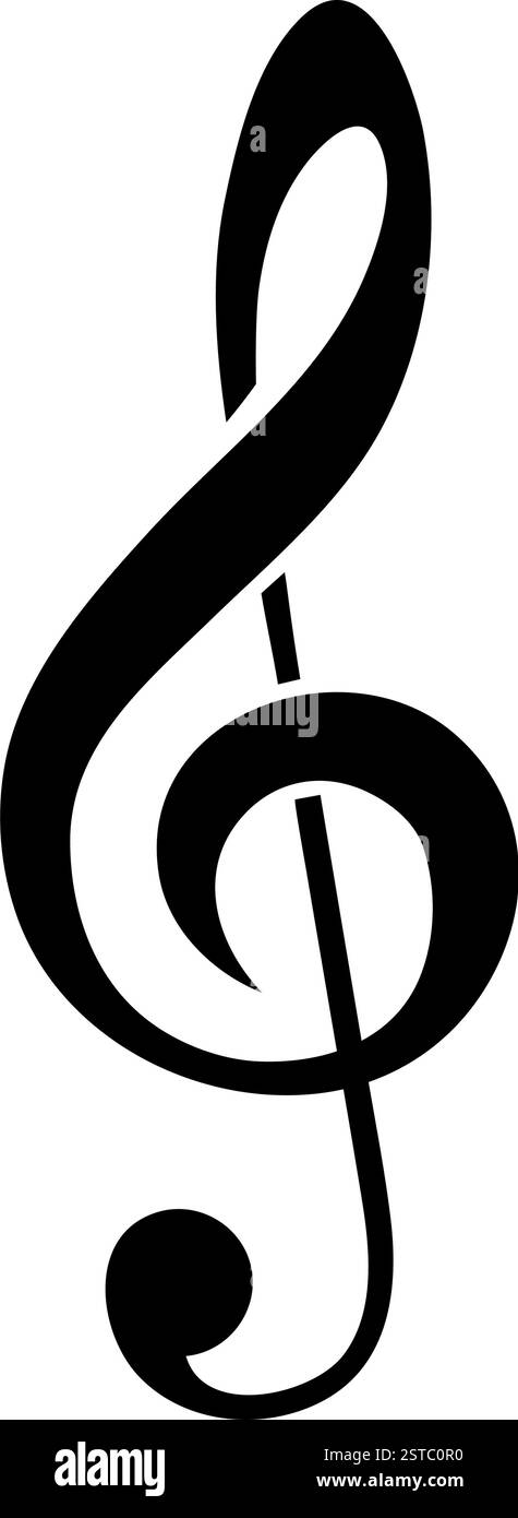 Clef Treble isolé sur fond blanc, concept de musique et de composition Illustration de Vecteur