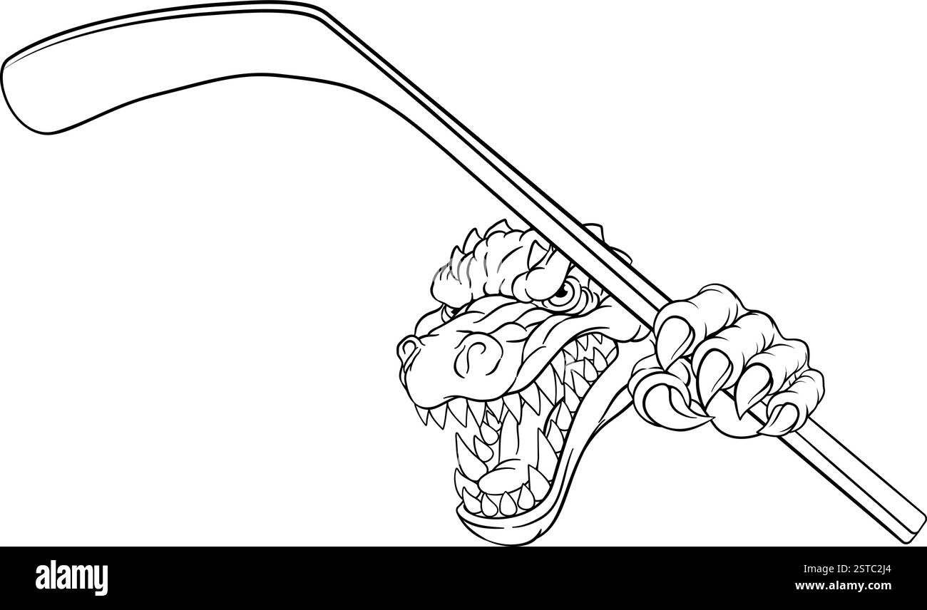 Crocodile Dinosaur Alligator Hockey Mascot Sports Illustration de Vecteur