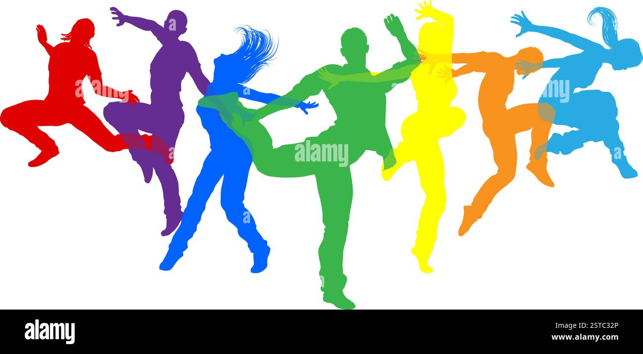 Danseurs Silhouette Street Dance pose silhouettes Illustration de Vecteur