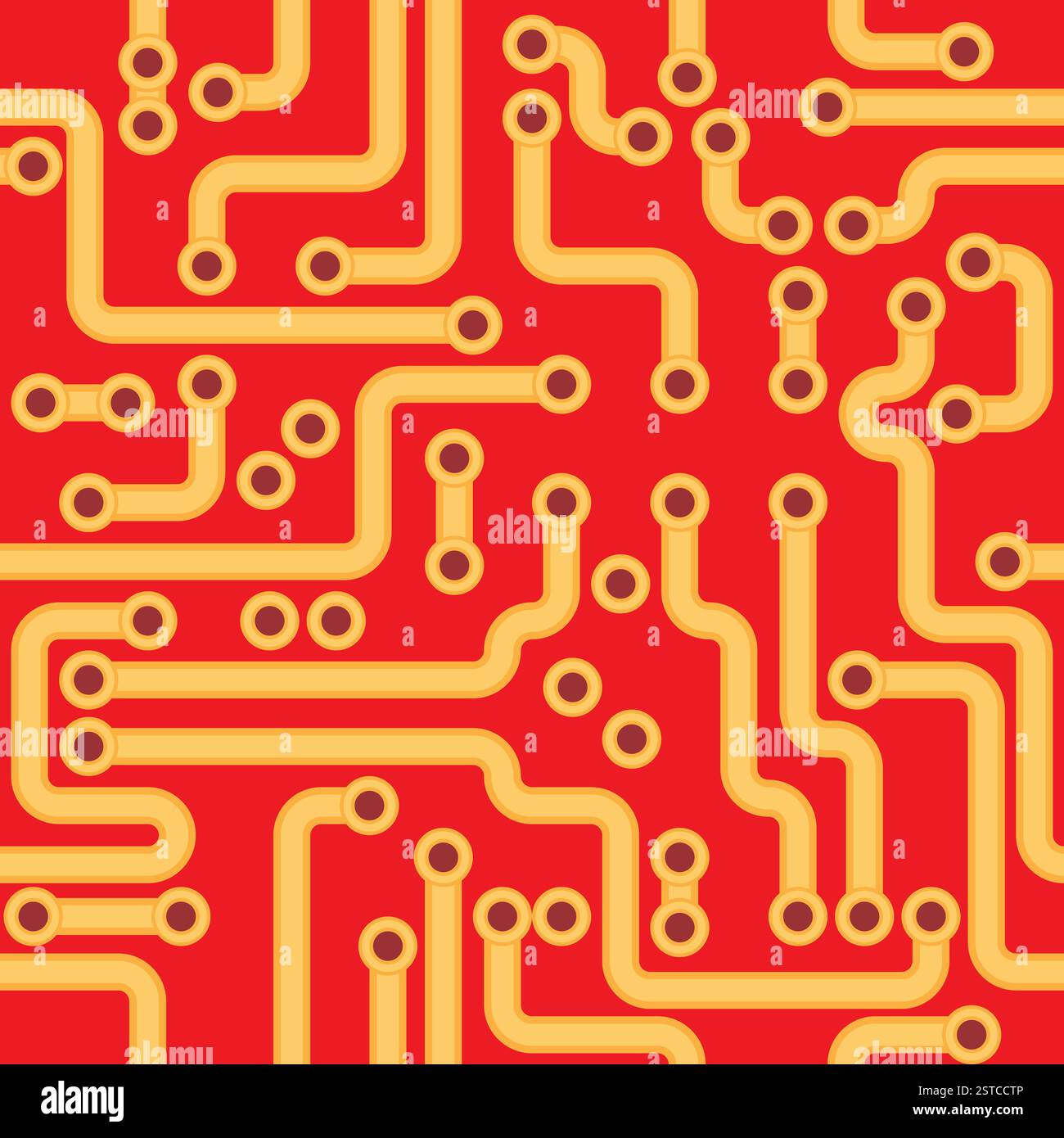 Texture sans couture - carte de circuit imprimé rouge Banque D'Images