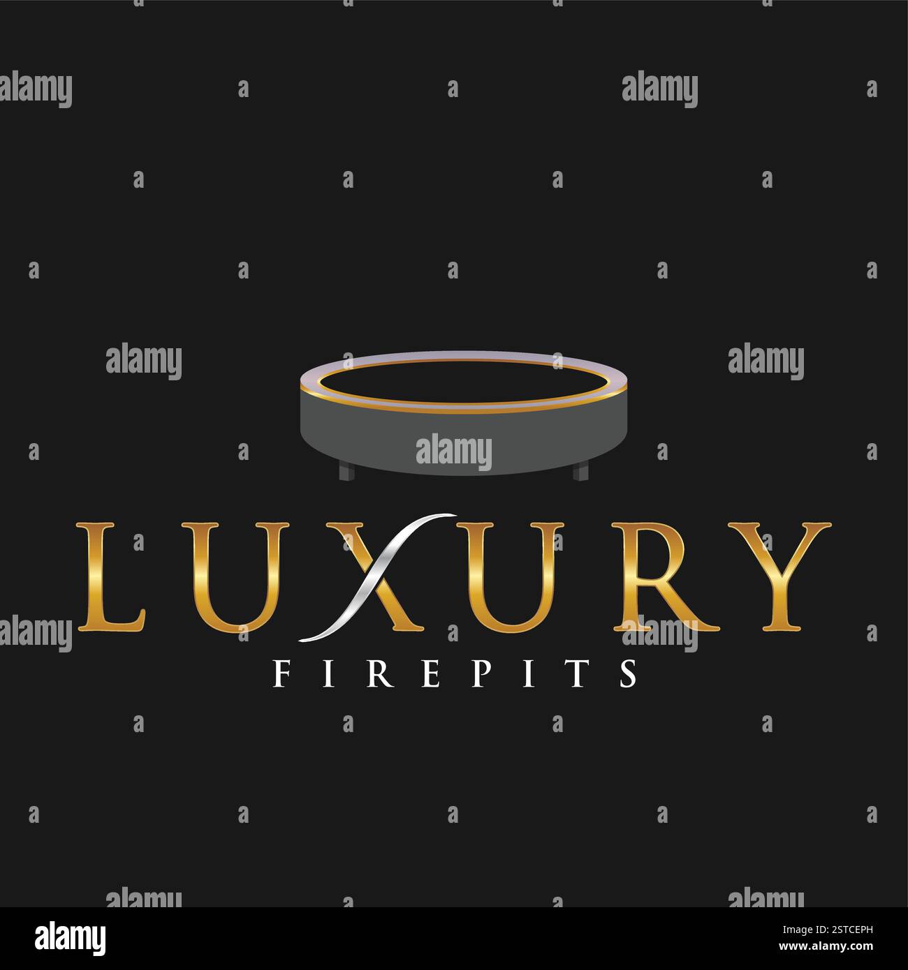 Illustration du logo Golden Fire Pit de luxe Illustration de Vecteur