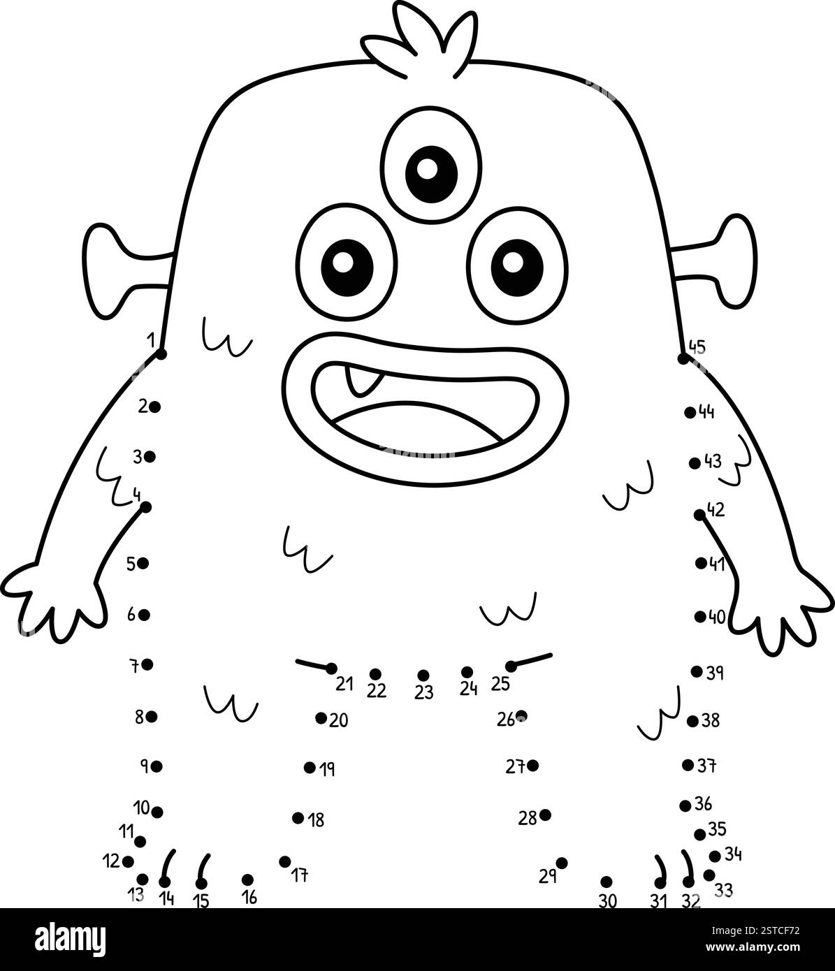 Couleur de monstre isolée à trois yeux point à point Illustration de Vecteur