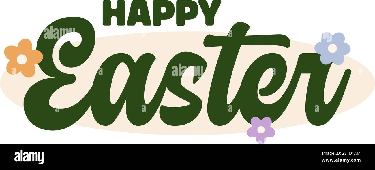 Joyeuses Pâques typographie isolé fond blanc Illustration de Vecteur