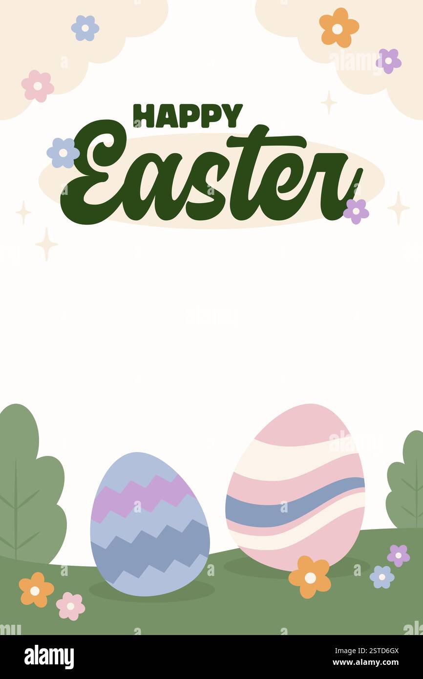 Joyeuses Pâques affiche de chasse aux œufs bannière verticale Illustration de Vecteur