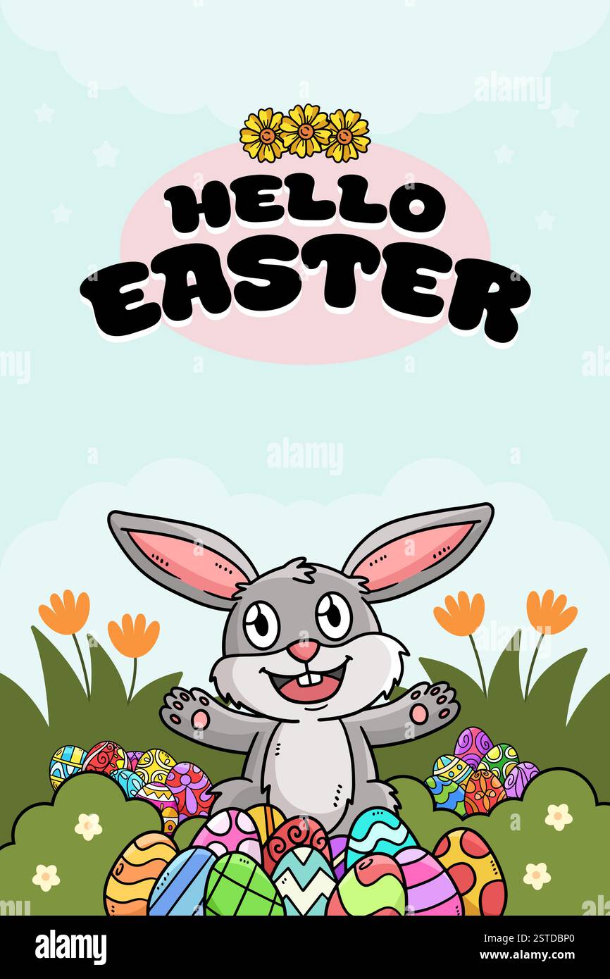 Joyeuses Pâques affiche de chasse aux œufs bannière verticale Illustration de Vecteur