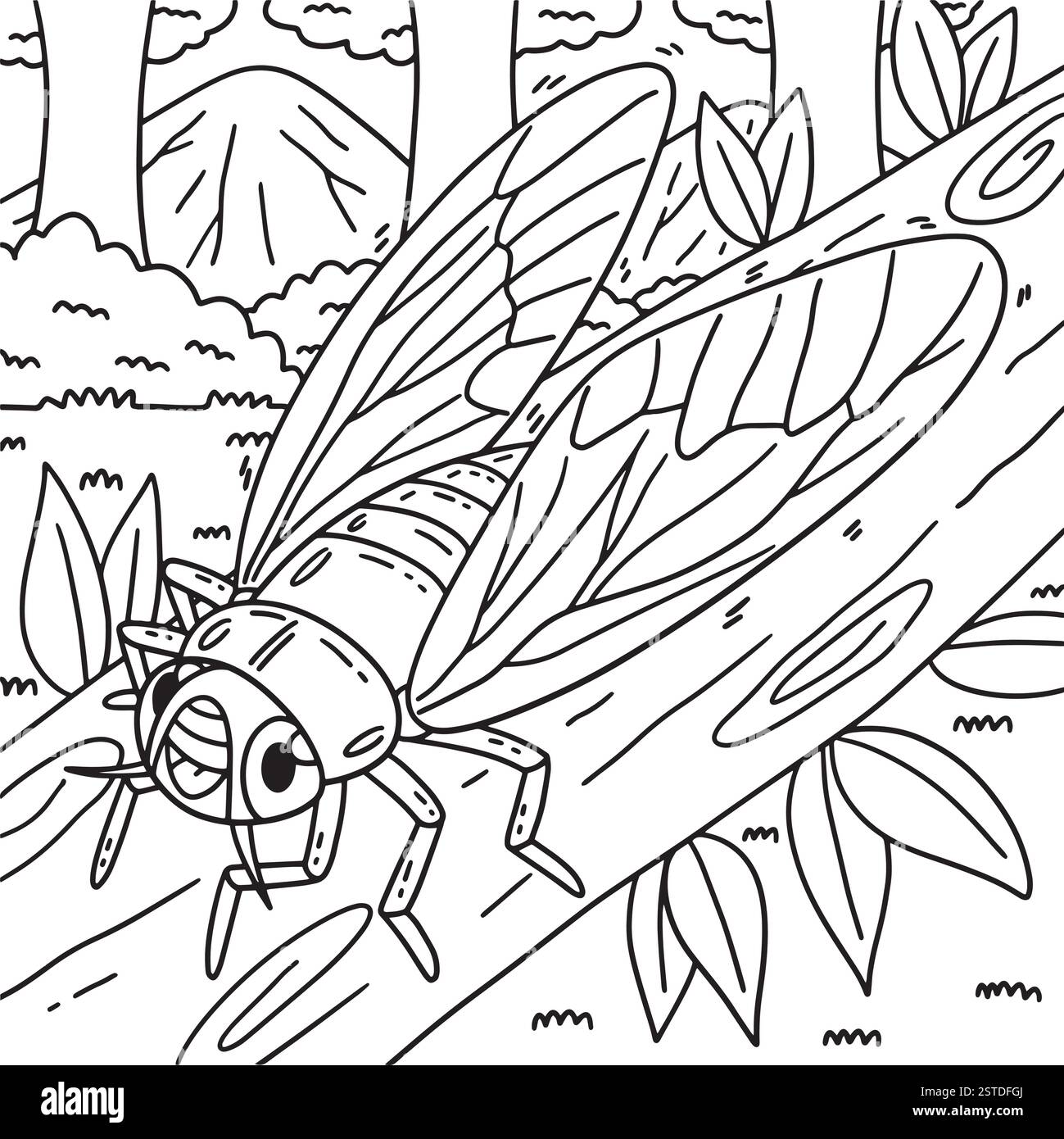 Insecte Cicada page de coloration d'animaux pour les enfants Illustration de Vecteur