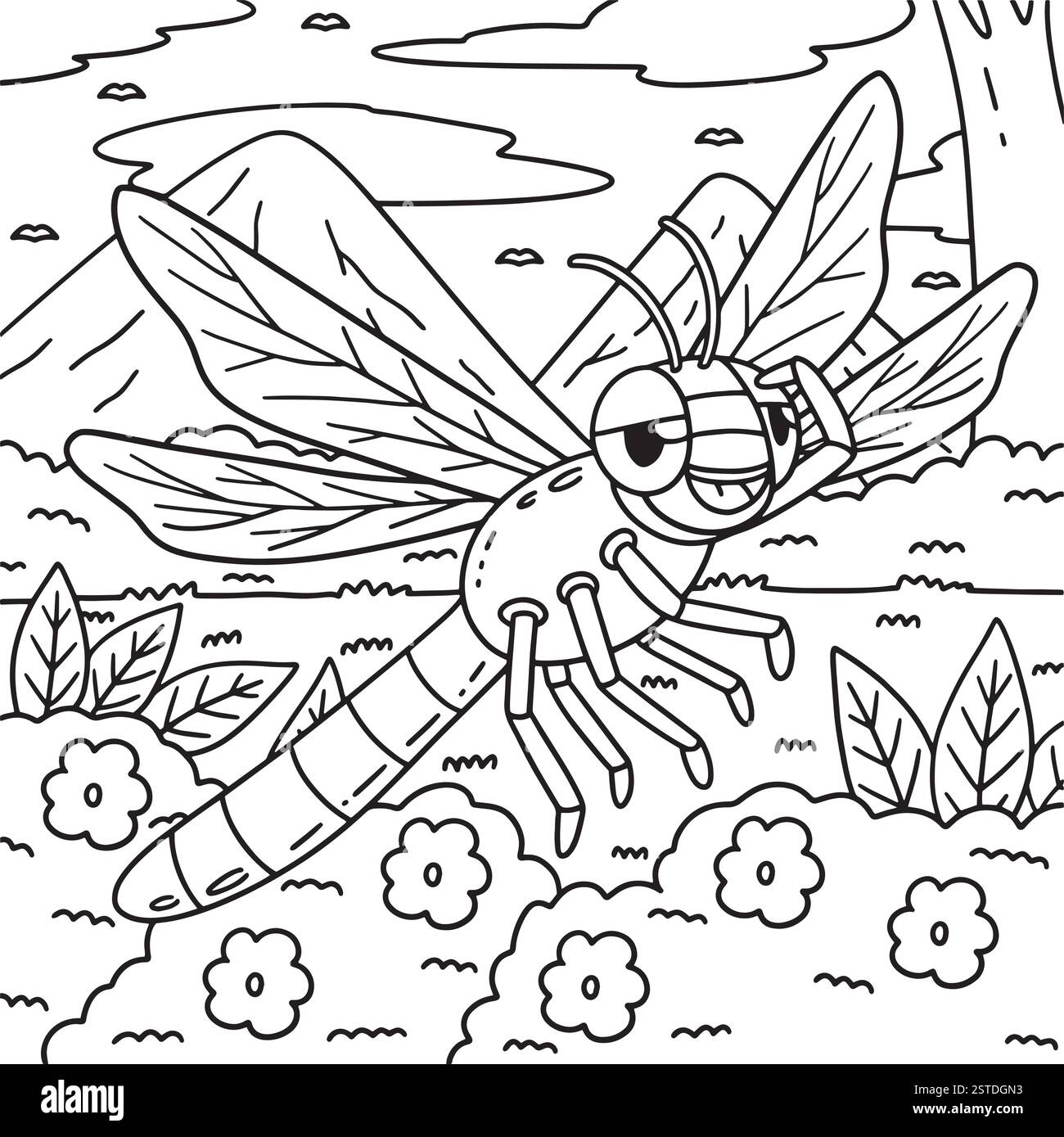Insecte Dragonfly animal Coloriage page pour les enfants Illustration de Vecteur
