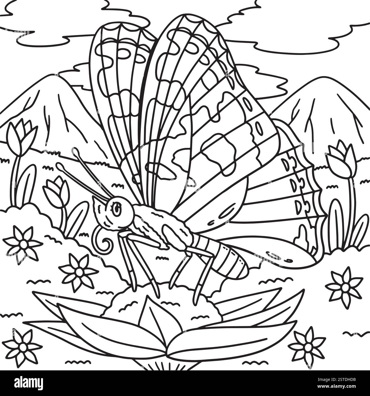 Insecte peint Lady Butterfly animal Coloriage page Illustration de Vecteur