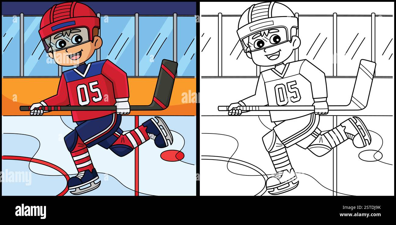 Illustration colorée du joueur de hockey sur glace Illustration de Vecteur