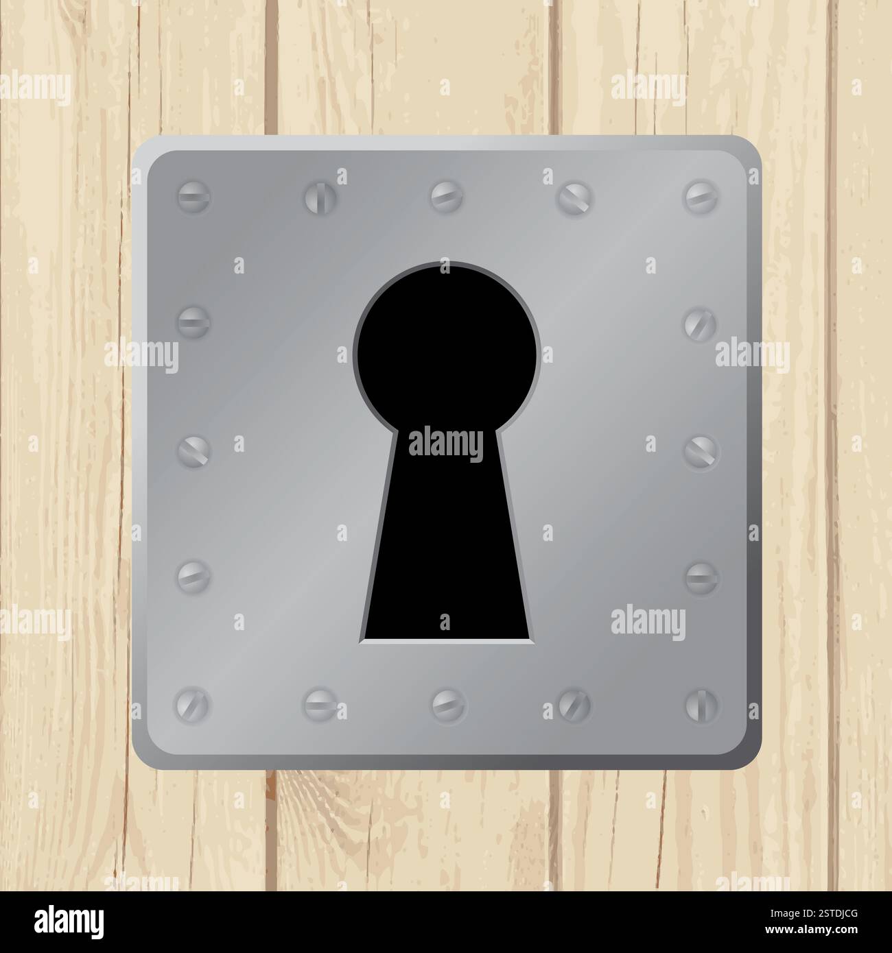 Illustration - trou de serrure sur la porte en bois Banque D'Images