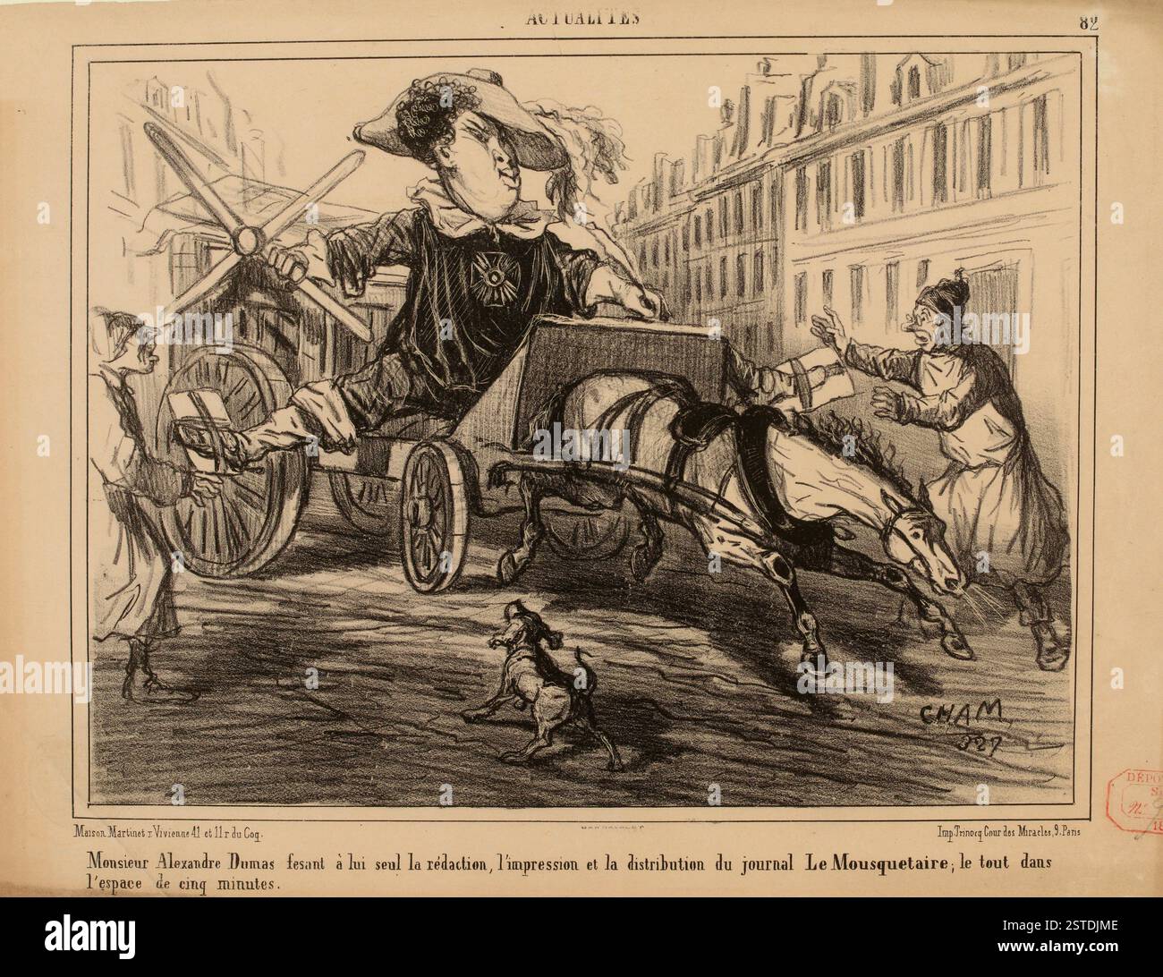 Une page d'accueil de la revue française satirique 'le Charivari', connue pour ses caricatures politiques et son humour. La revue a été largement diffusée au XIXe siècle et critiquait les questions sociales et politiques de l'époque. Banque D'Images