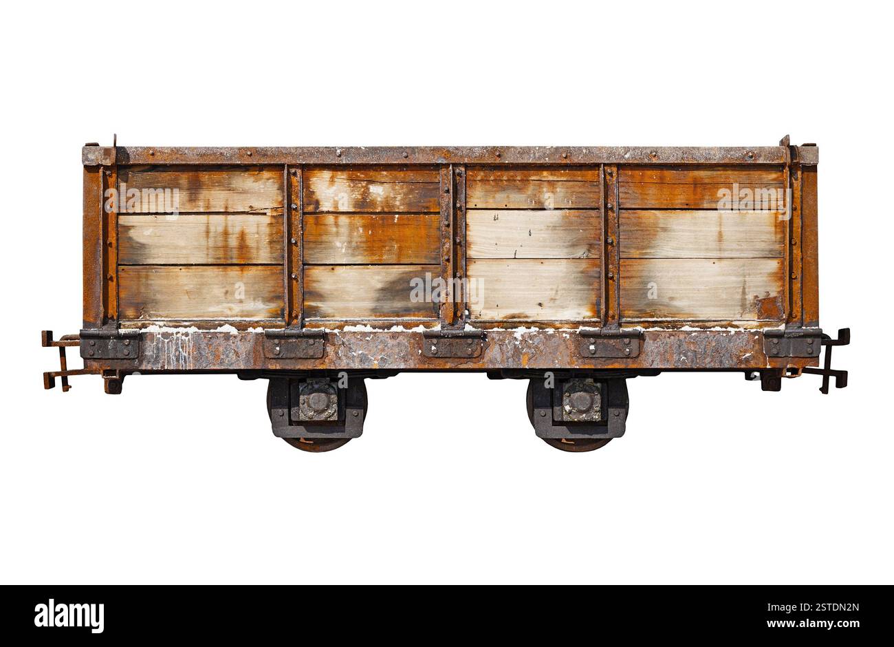 Voiture rouillée vintage pour le chemin de fer à voie étroite Banque D'Images