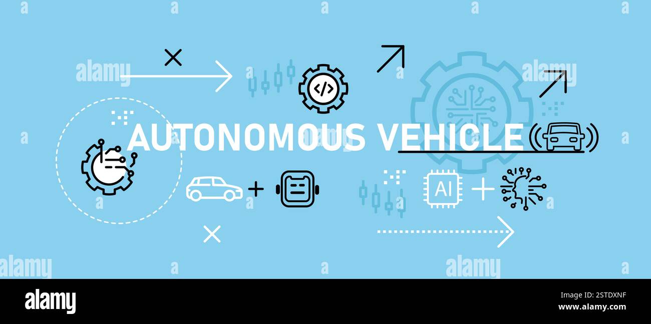 Véhicule autonome conceptuel technologie moderne transport électrique automobile futur système de robot de machine intelligente ai intelligence artificielle Illustration de Vecteur
