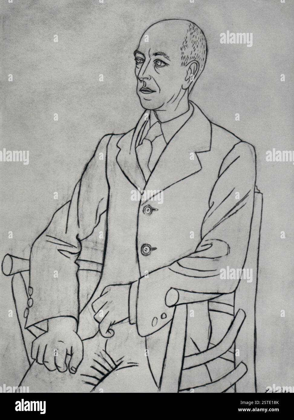 Portrait de Manuel de Falla, par l'artiste espagnol Pablo Picasso, dessin 1920 Banque D'Images