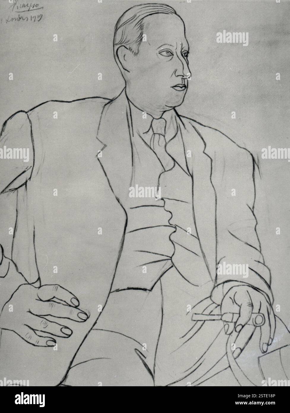 Portrait d'André Derain, par l'artiste espagnol Pablo Picasso, dessin 1919 Banque D'Images