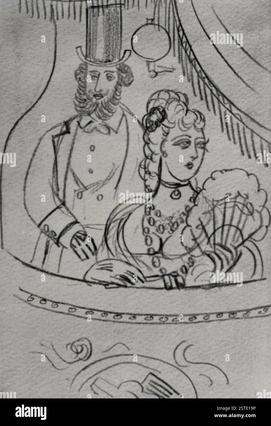 Supports décoratifs pour le ballet Pulcinella de l'artiste espagnol Pablo Picasso, dessin, 1920 Banque D'Images