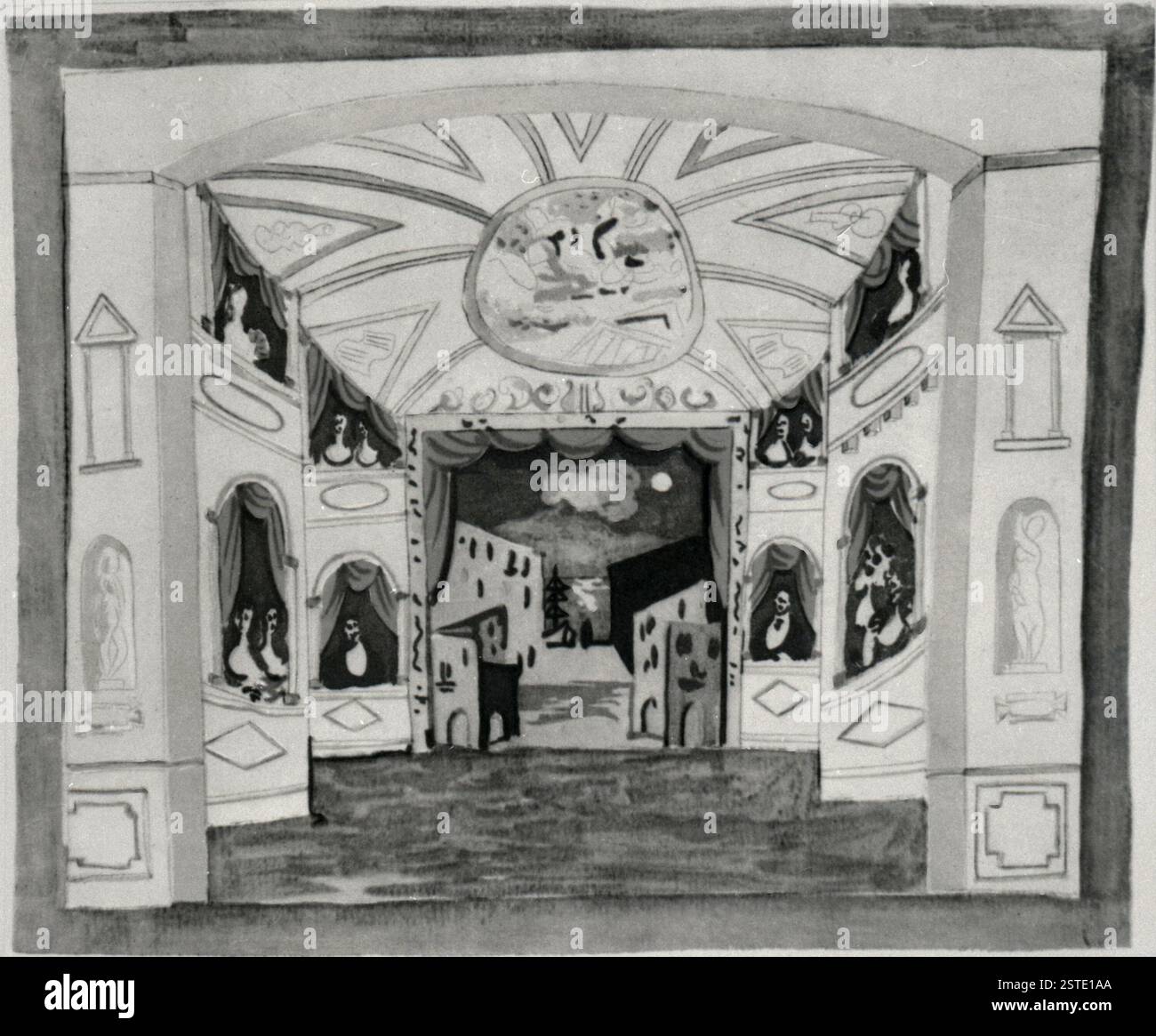 Premier projet de décoration pour le ballet Pulcinella de l'artiste espagnol Pablo Picasso, dessin, 1920 Banque D'Images