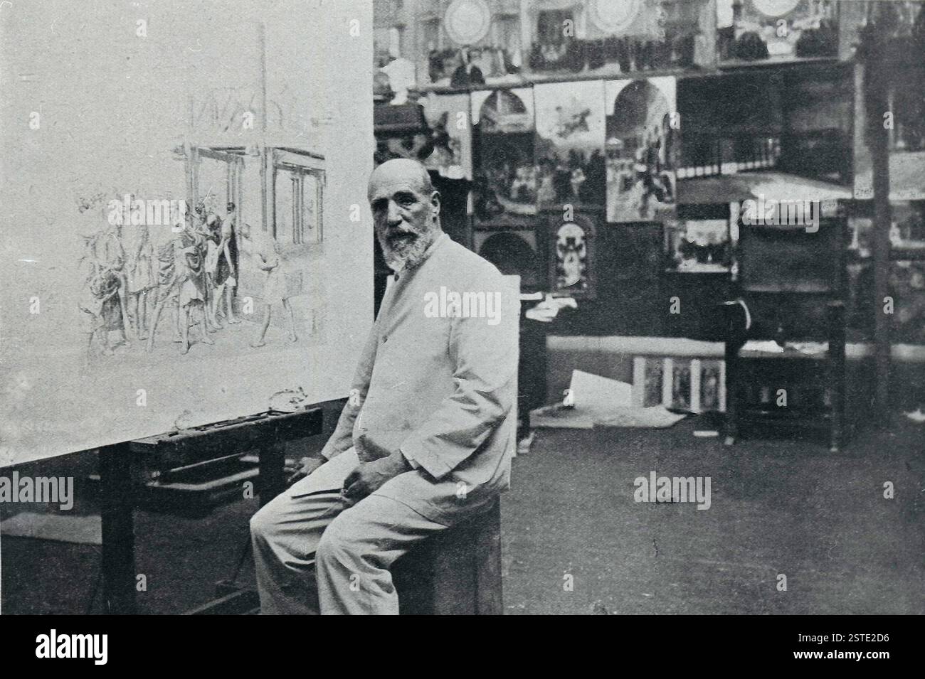 Peintre et sculpteur italien Cesare Maccari, Italie des années 1910 Banque D'Images