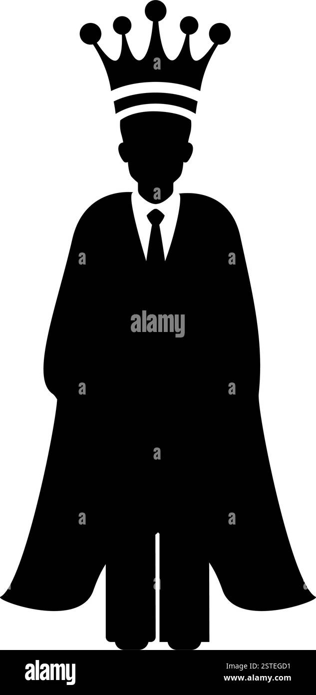 Silhouette d'un homme d'affaires portant une couronne et une cape symbolisant le succès et l'illustration vectorielle de leadership Illustration de Vecteur Silhouette d'un homme d'affaires portant une couronne et une cape symbolisant le succès et l'illustration vectorielle de leadership Illustration de Vecteur