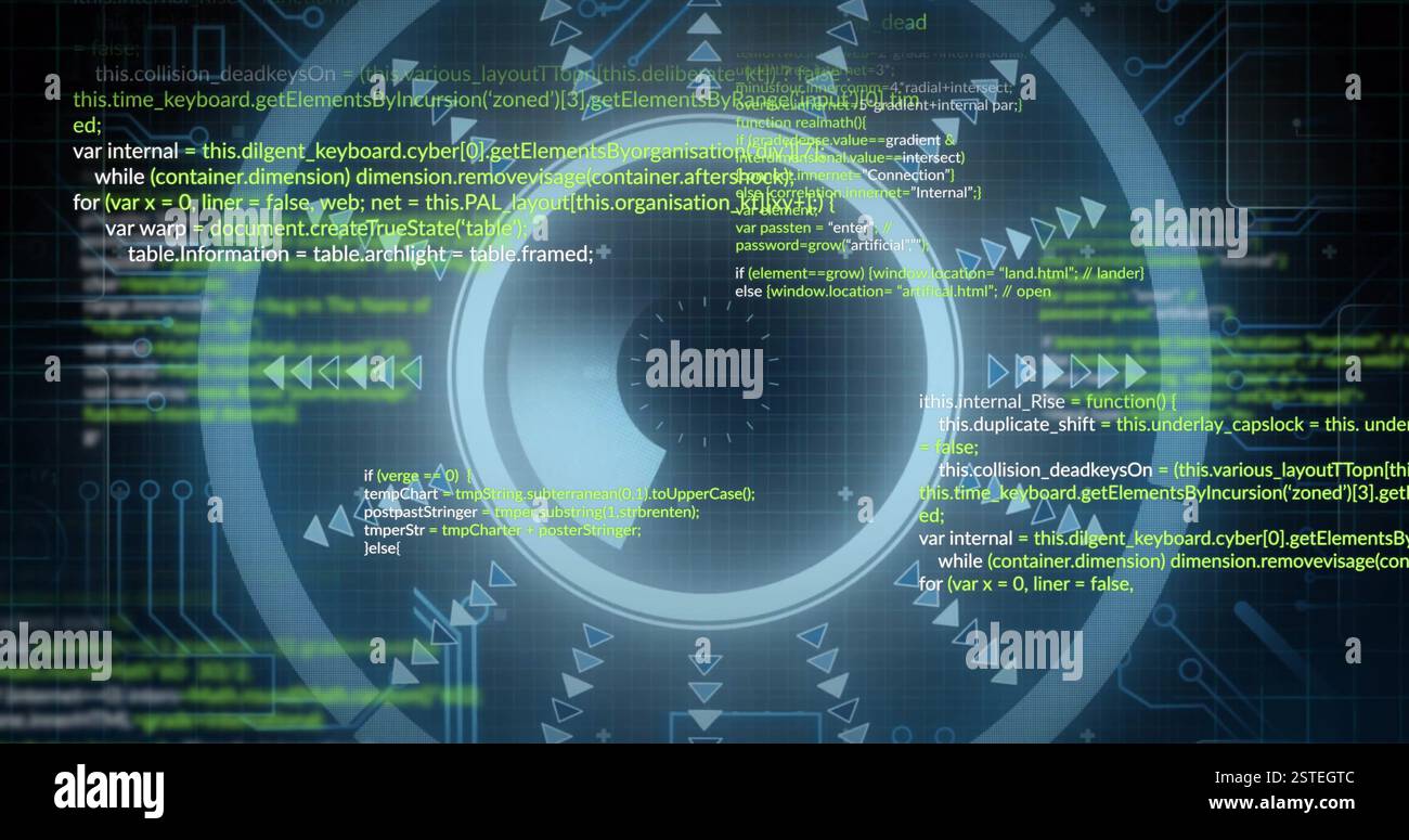 Code de programmation et image de traitement de données sur interface numérique circulaire Banque D'Images