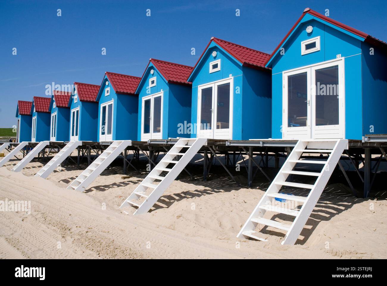 Maisons de plage bleues Banque D'Images