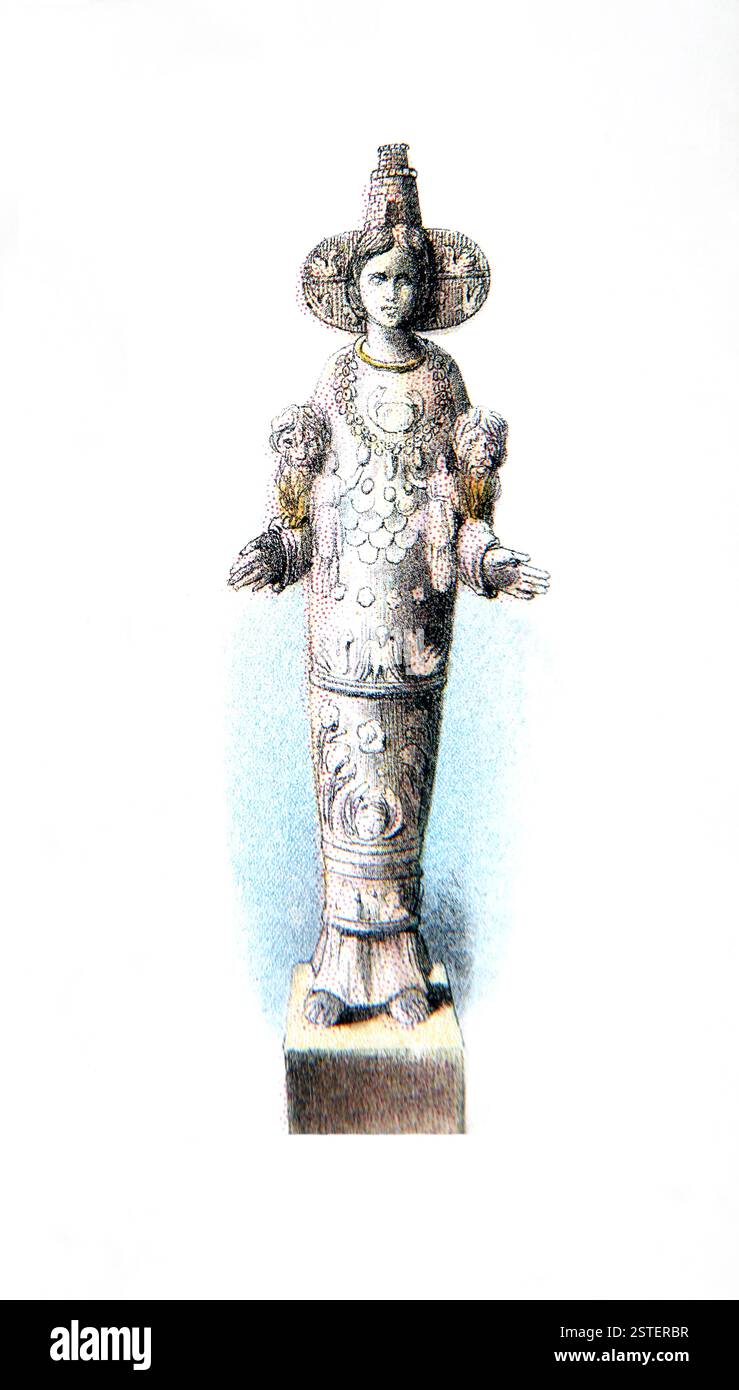 Illustration de la déesse Diane des Éphésiens de la Sainte Bible antique du XIXe siècle Banque D'Images