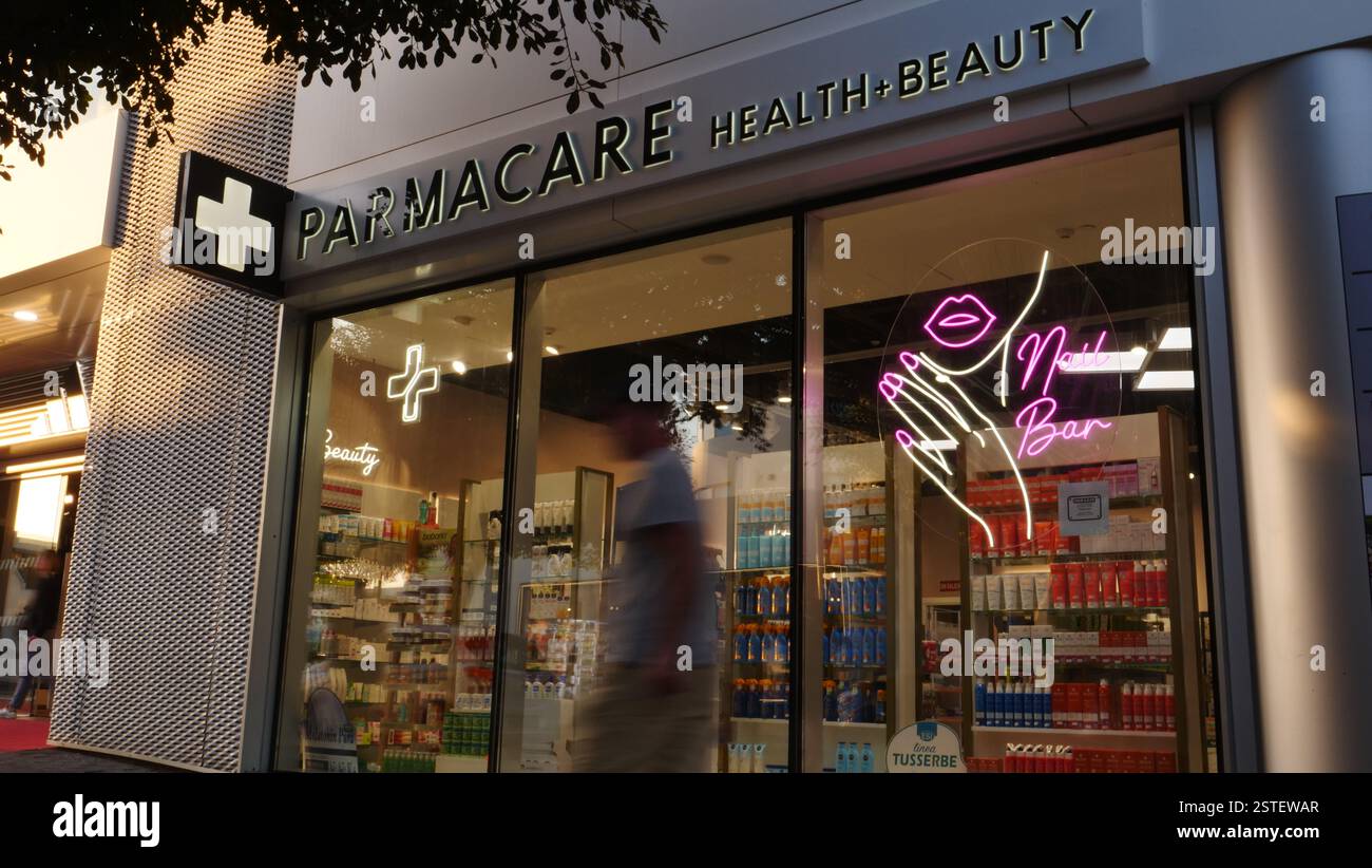 Une pharmacie à Puerto del Carmen, Lanzarote. Banque D'Images