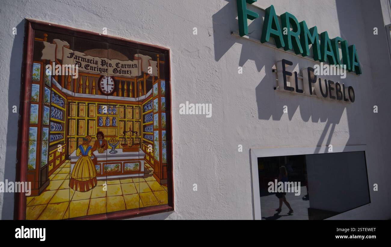 Une pharmacie à Puerto del Carmen, Lanzarote. Banque D'Images