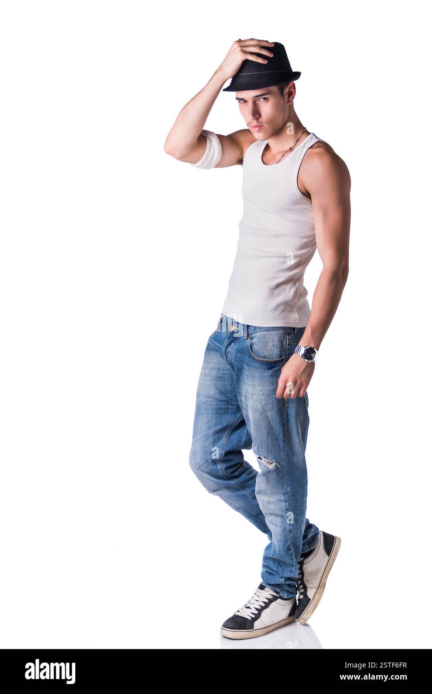 Danseur hip hop montrant certains mouvements Banque D'Images