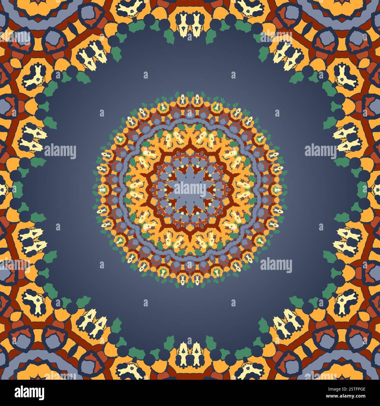 Imprimer le motif décoratif rond mandala géométrique Doily avec un espace vide pour le texte au centre. Illustration vectorielle salutation, nous Banque D'Images
