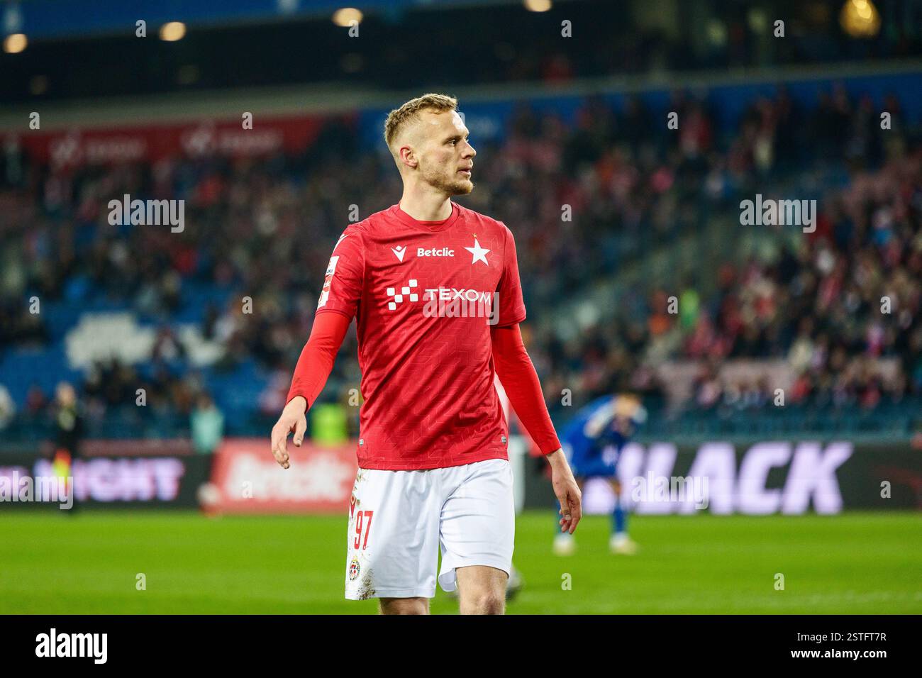 Cracovie, Pologne, 12 décembre 2024, match de football dans la première Ligue polonaise Journée 7 entre Wisla Cracovie et Miedz Legnica, OP : Wiktor Biedrzycki Banque D'Images