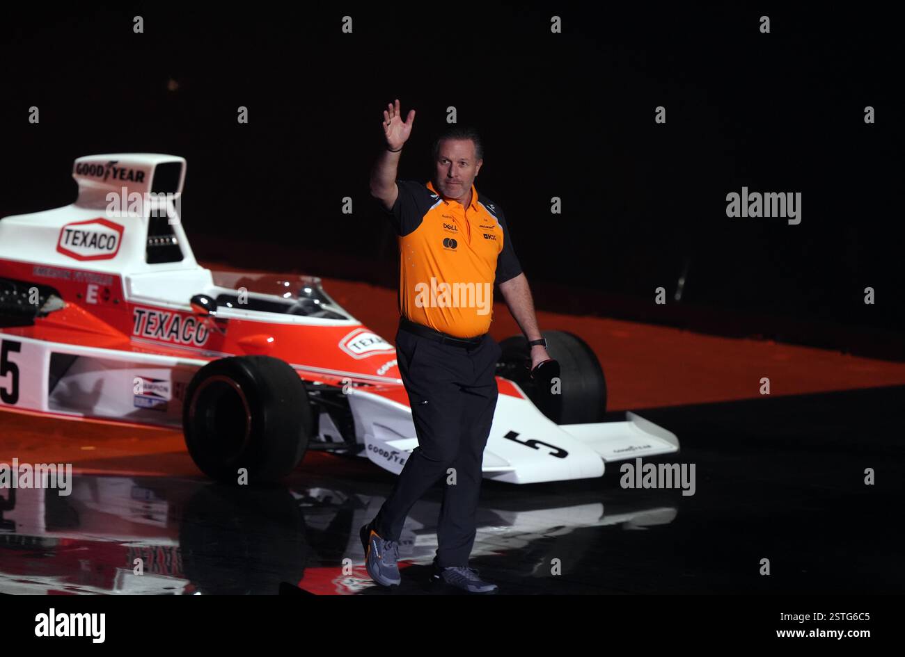 Zak Brown, président-directeur général de McLaren Racing, lors du lancement de F1 75 Live à l'O2, Londres. Date de la photo : mardi 18 février 2025. Banque D'Images