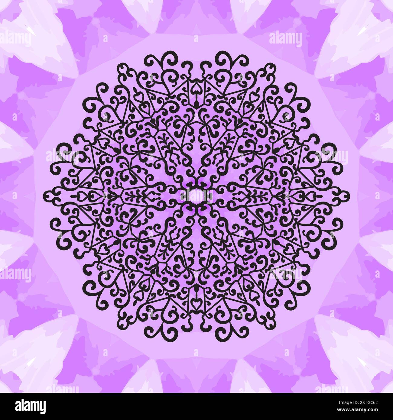 Impression Mandala sur fond de texture sans couture Violet. Élément décoratif vintage sur texture infinie. Fond dessiné à la main. Islam Banque D'Images