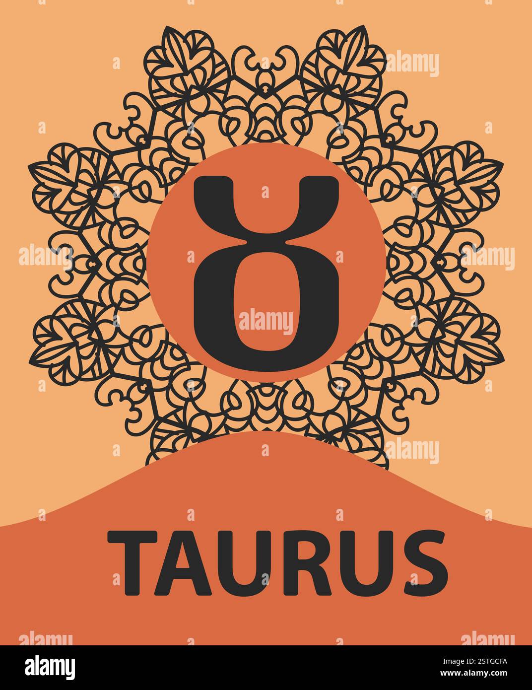 Taureau taureau Astrologie horoscope zodiaque icône pour vecteur illustration de mandala. motif fleuri Banque D'Images
