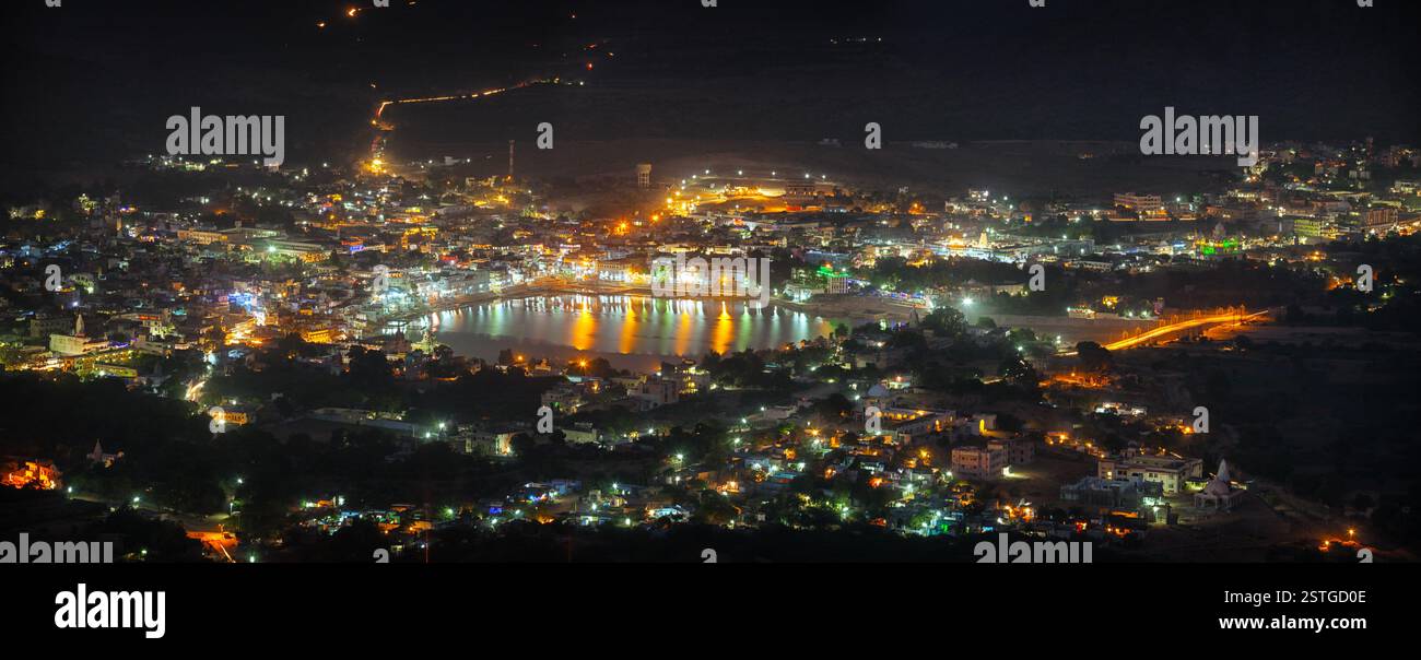 Paysage urbain de Pushkar, Inde la nuit Banque D'Images