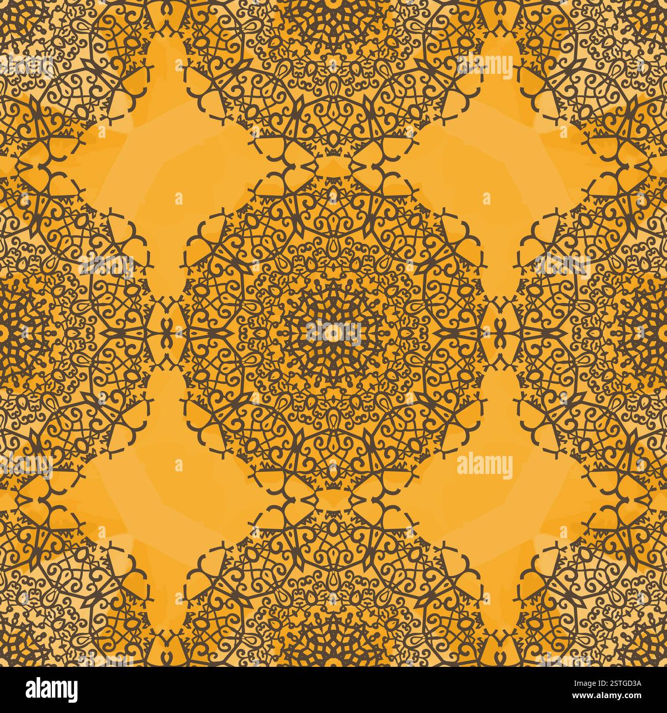 Motif oriental sans couture basé sur la fleur de mandala dessinée à la main. Banque D'Images