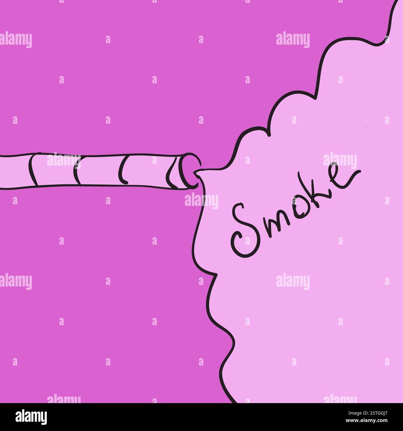 Vecteur de tabagisme abstrait dessiné à la main, cigarette et copyspace en rose Banque D'Images