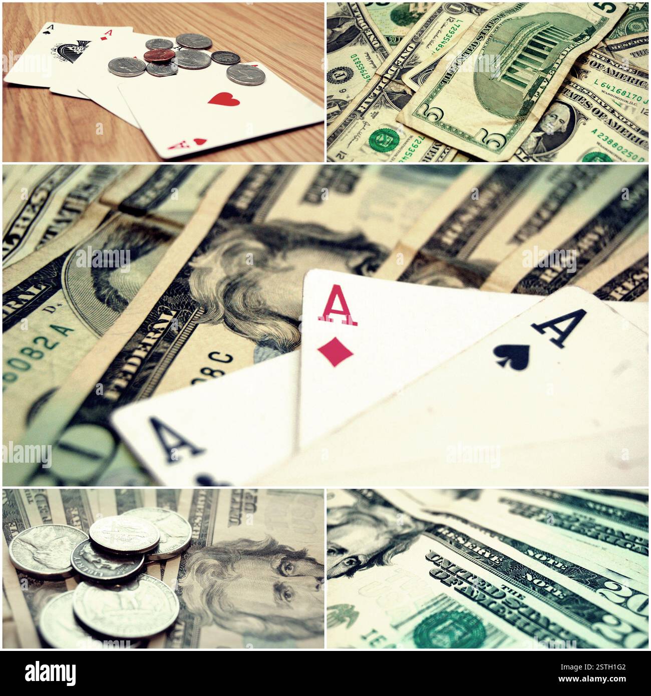 L'argent et de Poker Stock Photo Collage Banque D'Images