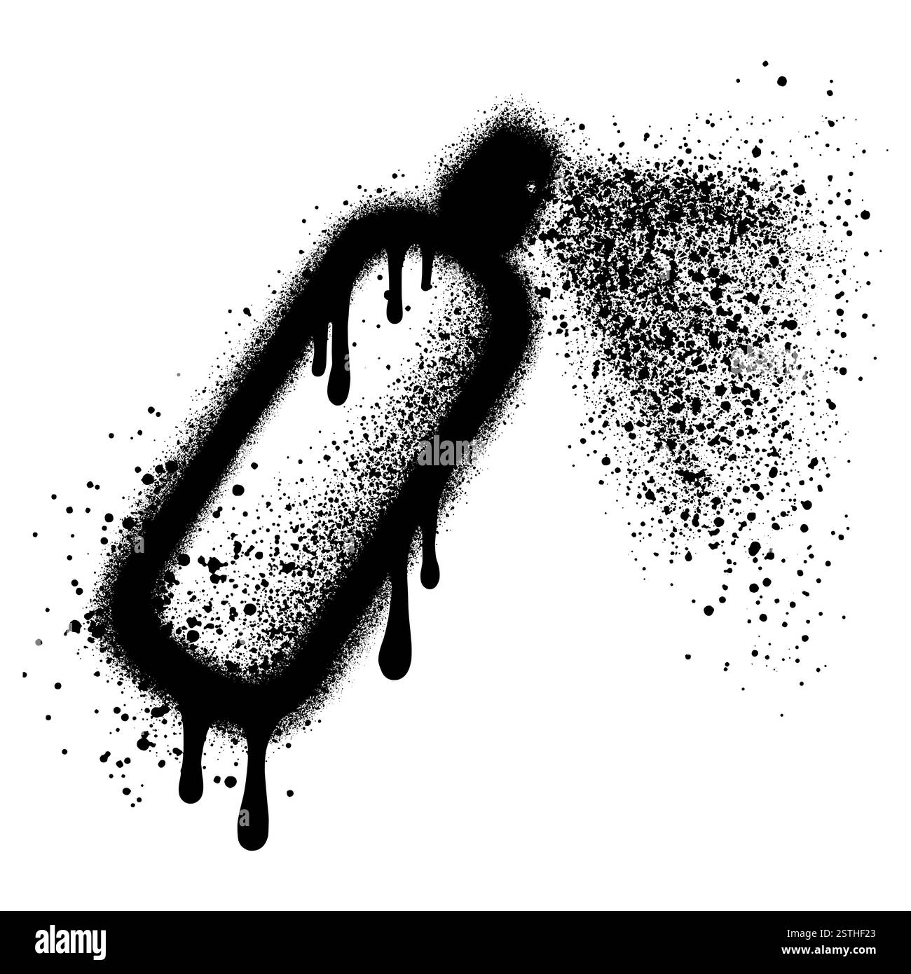 Flacon pulvérisateur taches de graffiti, taches d'aérosol isolées. Éclaboussures noires, peintures à l'encre. Illustration de Vecteur