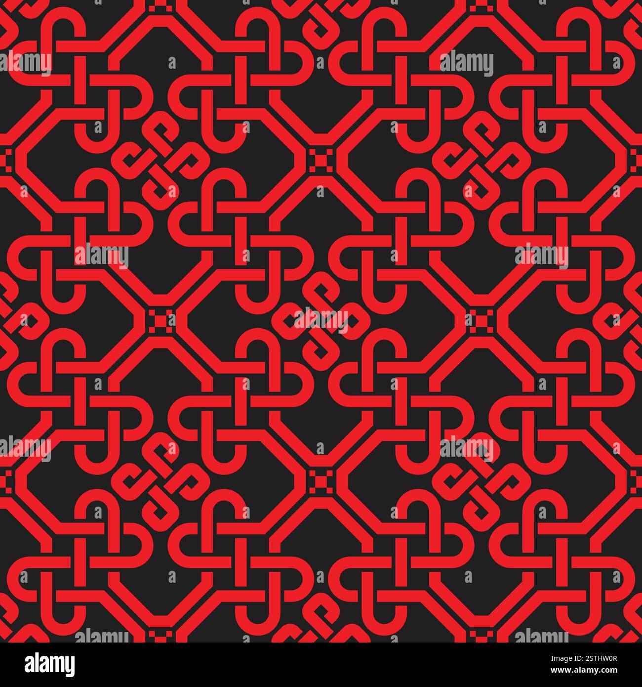 Nœuds celtiques dans un motif sans couture carré de tresses entrelacées avec un échantillon pour le remplissage. Conception de forme géométrique interconnectée pour la décoration, papier peint, Illustration de Vecteur